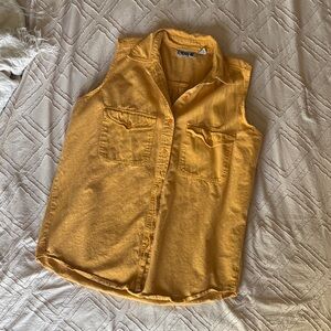 Yellow Sleeveless Button-Up Shirt